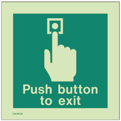 Emergency Door Operation Sign - Push button to exit