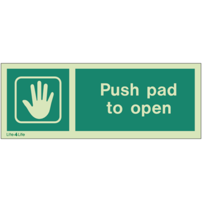 Emergency Door Operation Sign - Push pad to open (Landscape)