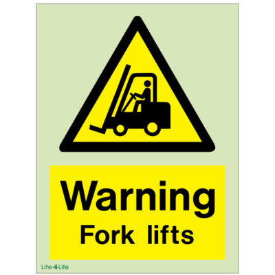 Warning signs - Warning fork lifts with text