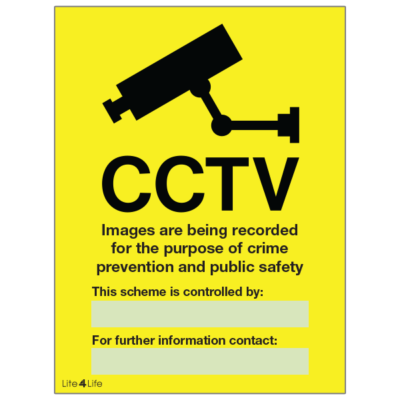 Warning signs - CCTV crime prevention (with contact number)