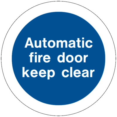 Fire Safety Instruction Notice - Automatic fire door keep clear (Circular Disc)