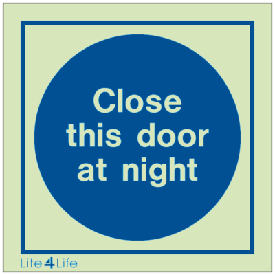 Fire Safety Instruction Notice - Close this door at night