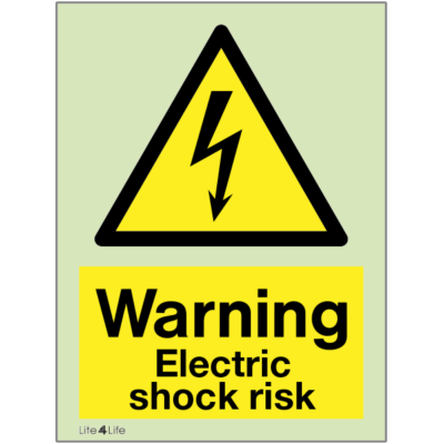 Warning signs - Warning electrical shock risk with text