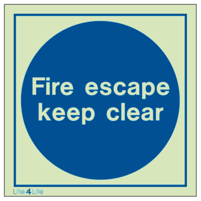 Fire Safety Instruction Notice - Fire escape keep clear