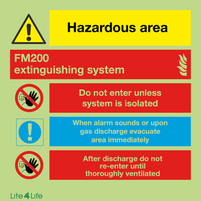 Fire Fighting Equipment - FM200 extinguishing system with warnings