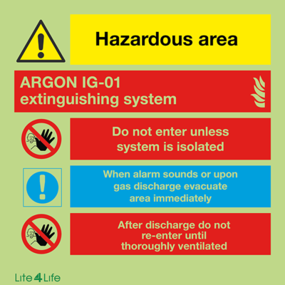 Fire Fighting Equipment - ARGON IG -01 extinguishing system with warnings