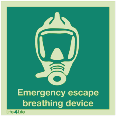 First Aid & Emergency Equipment - Emergency escape breathing device symbol (with text)