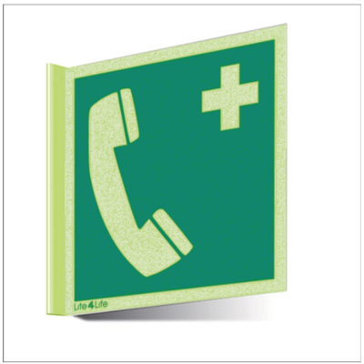 First Aid & Emergency Equipment - Emergency telephone symbol (Wall mounted double sided)