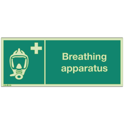 First Aid & Emergency Equipment - Breathing apparatus symbol (with text and landscape)