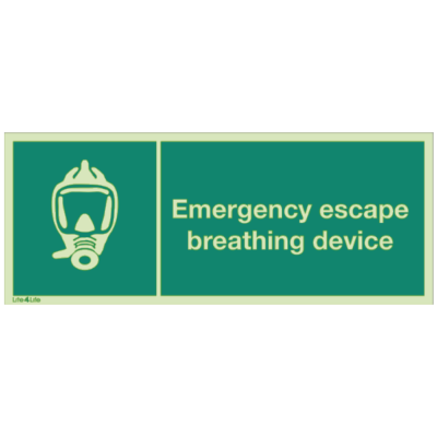 First Aid & Emergency Equipment - Emergency escape breathing device symbol (with text and landscape)