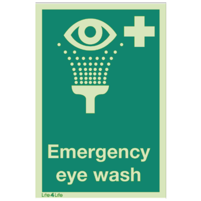 First Aid & Emergency Equipment- Emergency eye wash symbol (with text)