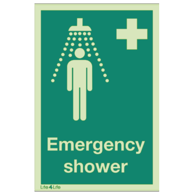 First Aid & Emergency Equipment- Emergency shower symbol (with text)