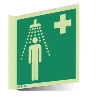 First Aid & Emergency Equipment - Emergency shower symbol (Wall mounted double sided)