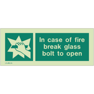 NHS Estates - In case of fire break glass bolt to open