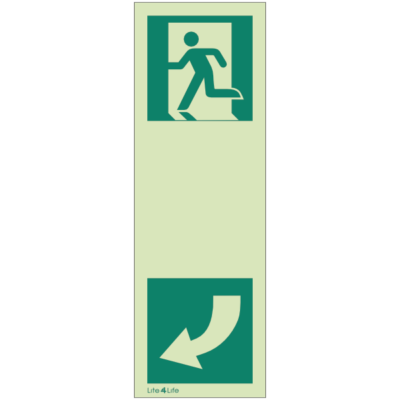 Emergency Door Operation Sign - Turn down left to open with symbol