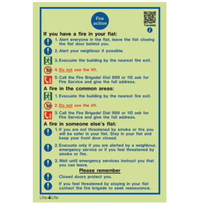 Fire Action Notice (FN06) - Stay put, defend in place Residential flats