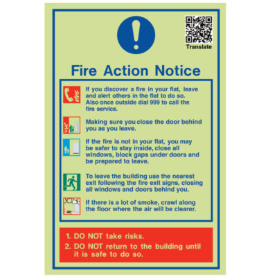 Fire Action Notice (FN10)- Stay put residential flats