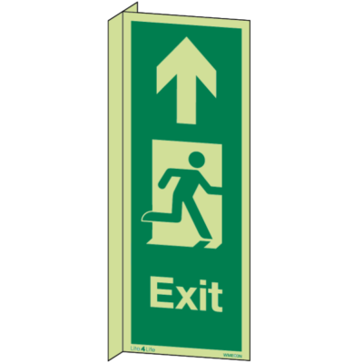 Exit Signs Vertical - Exit Vertical Arrow Up Wall Mounted Double Sided