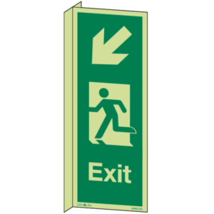 Exit Signs Vertical - Exit Vertical Arrow Down Left Wall Mounted Double Sided