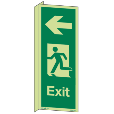 Exit Signs Vertical - Exit Vertical Arrow Left Wall Mounted Double Sided