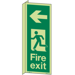 Fire Exit Signs Vertical - Fire Exit Vertical Arrow Left Wall Mounted Double Sided