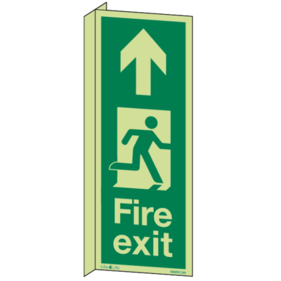 Fire Exit Signs Vertical - Fire Exit Vertical Arrow Up Wall Mounted Double Sided